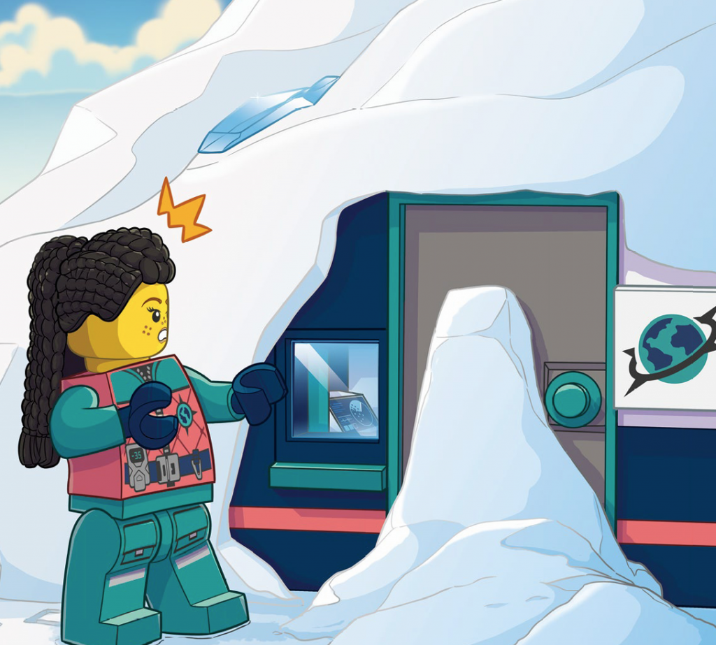 Our LEGO Minifig wants to try to get back into her research station.
